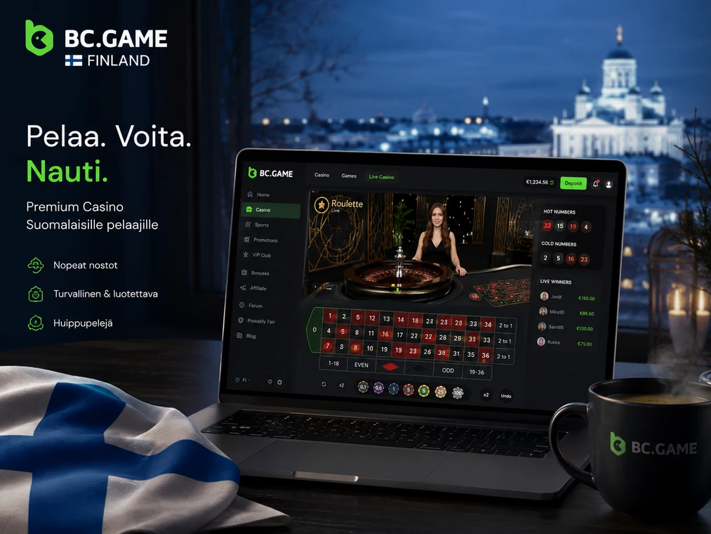 Vedon asettaminen BC Game Finlandissa kannettavalla Suomessa