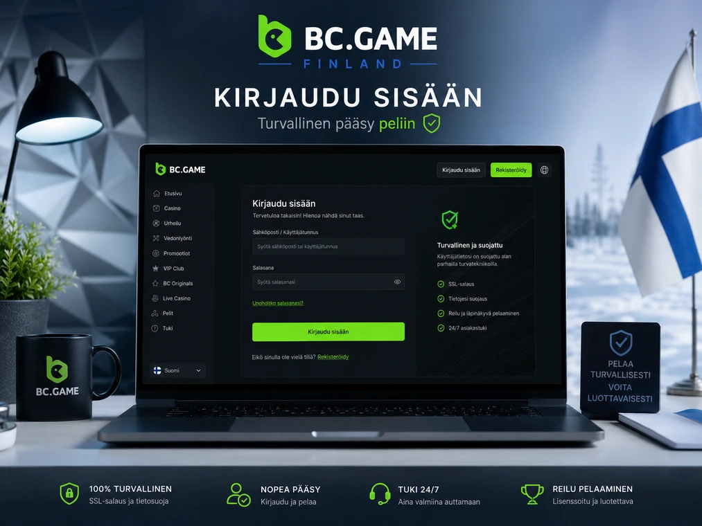 BC Game Finland kirjautumisnäkymä suomalaisille pelaajille