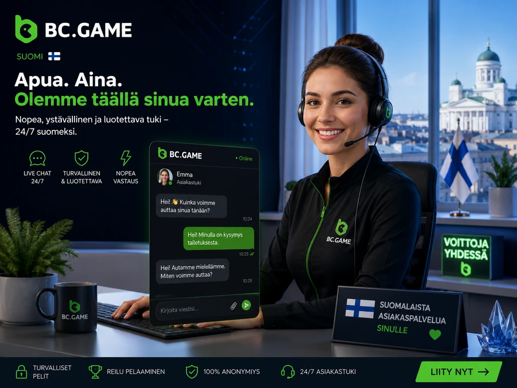 BC Game Finland asiakastuki auttaa suomalaisia pelaajia